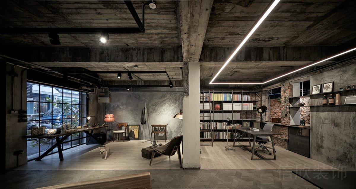 辦公室裝修灰色調(diào)墻柱效果木制天花設(shè)計(jì)辦公室裝修