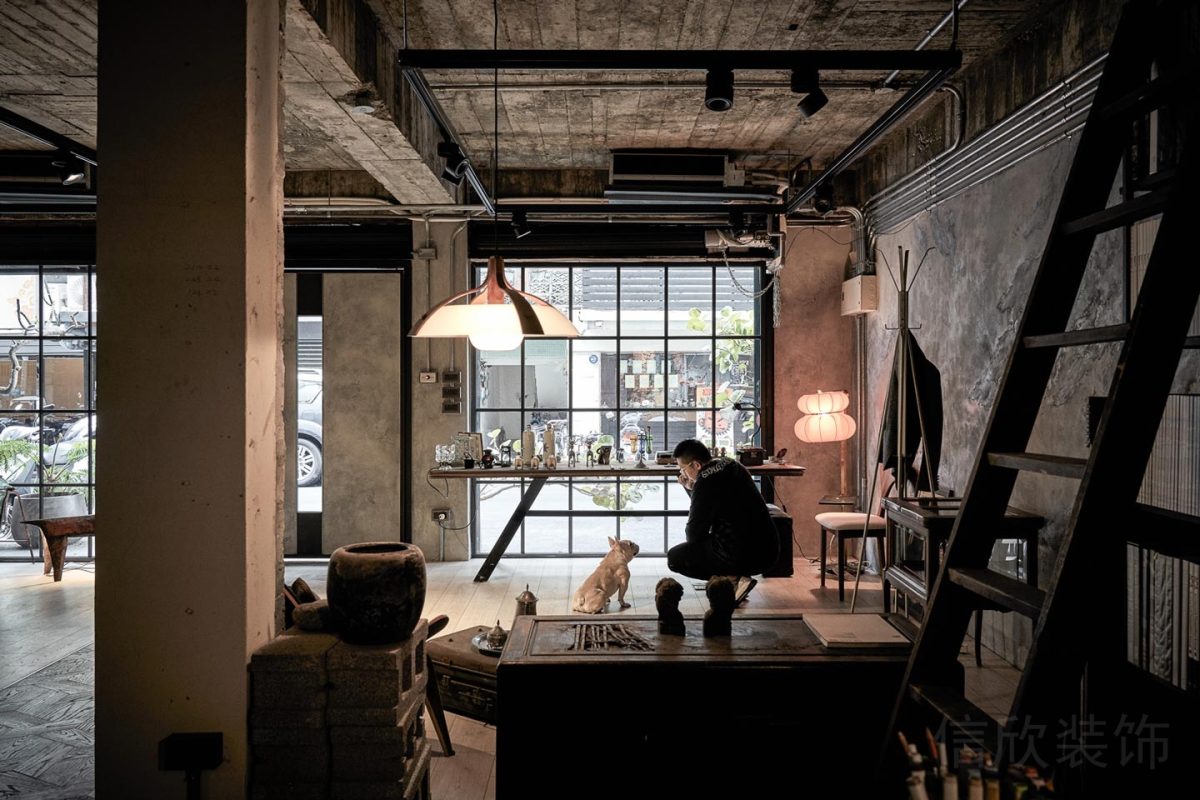 咖啡廳工作室復(fù)古氛圍感辦公室設(shè)計(jì)天花木制設(shè)計(jì)天花管道效果圖