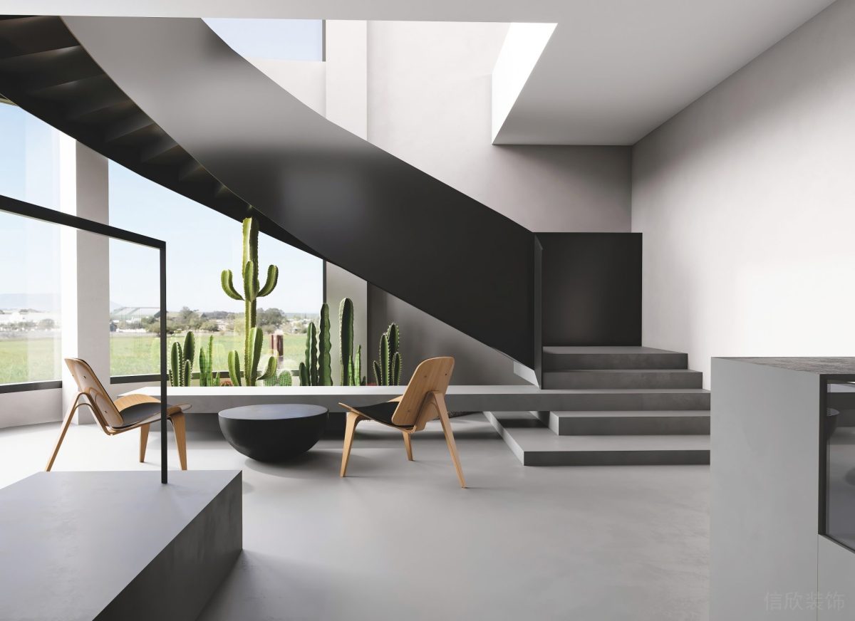 樓梯下空間裝修黑色階梯過道樓梯下空間木質休息區(qū)裝修創(chuàng)意現(xiàn)代簡約風設計圖