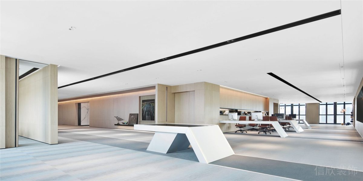 內(nèi)嵌式條形天花板射燈設(shè)計大理石瓷磚門板裝修辦公室大廳效果圖