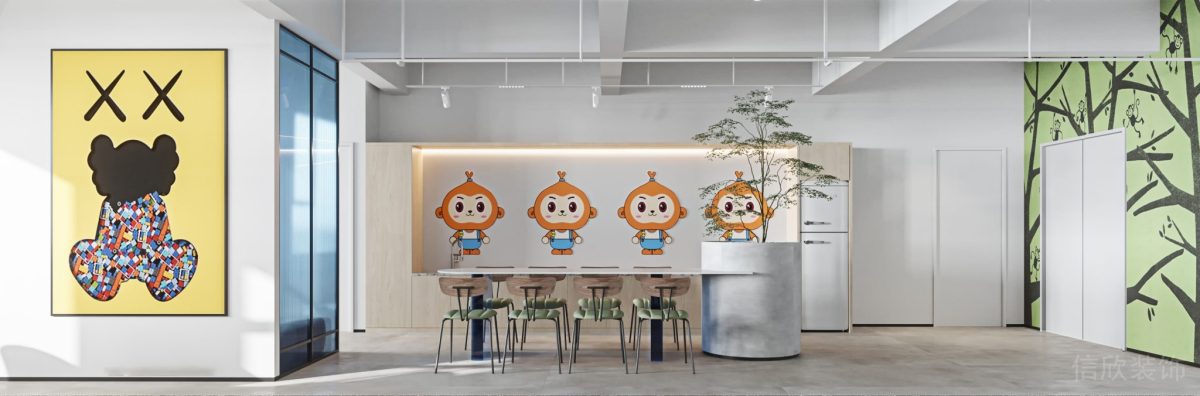 墻體藝術(shù)潮玩設(shè)計(jì)裝飾效果簡約風(fēng)辦公室木質(zhì)休息區(qū)