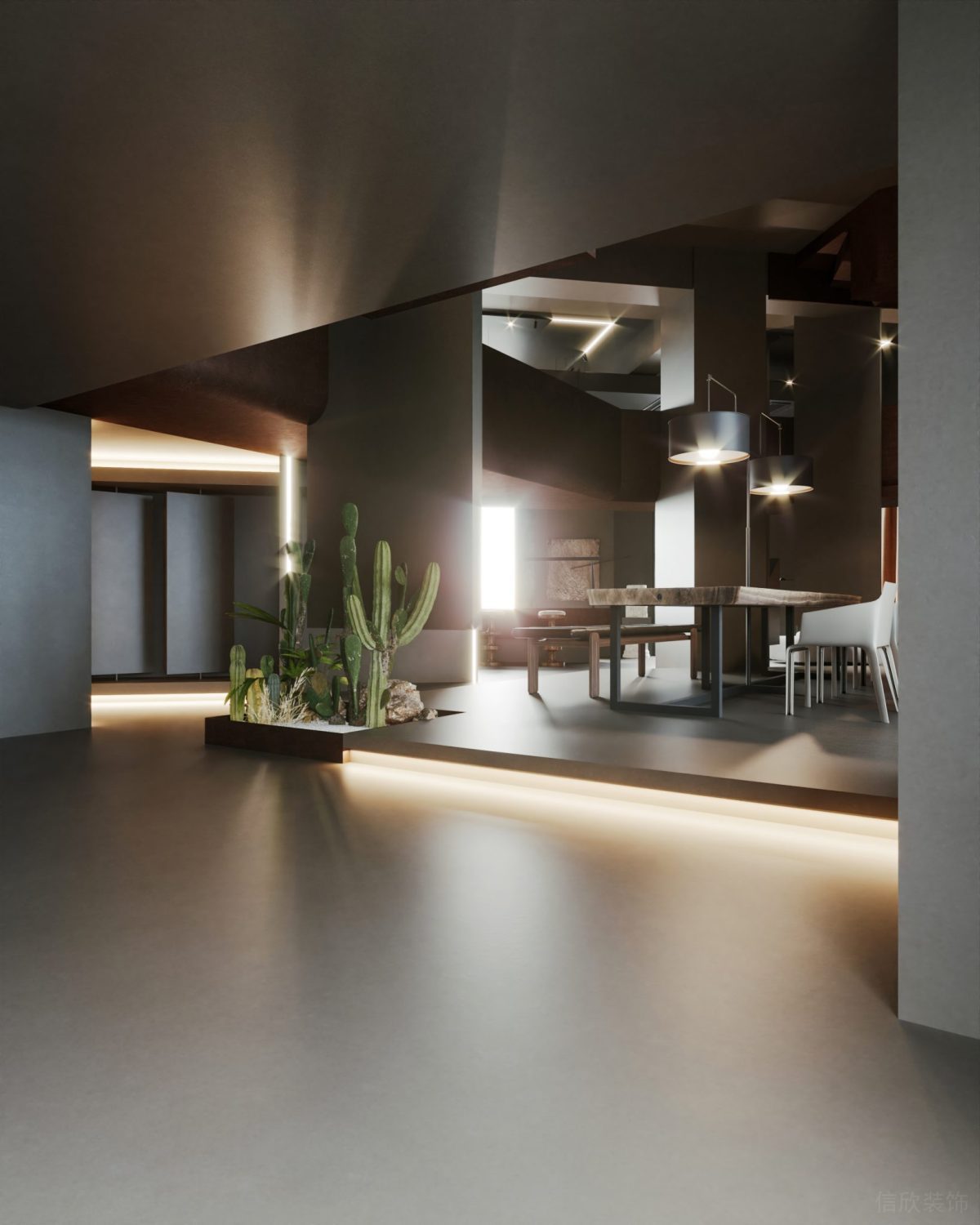 仙人溫度調(diào)節(jié)設(shè)計辦公室裝修金屬設(shè)計天花效果燈飾設(shè)計直線式燈帶辦公室