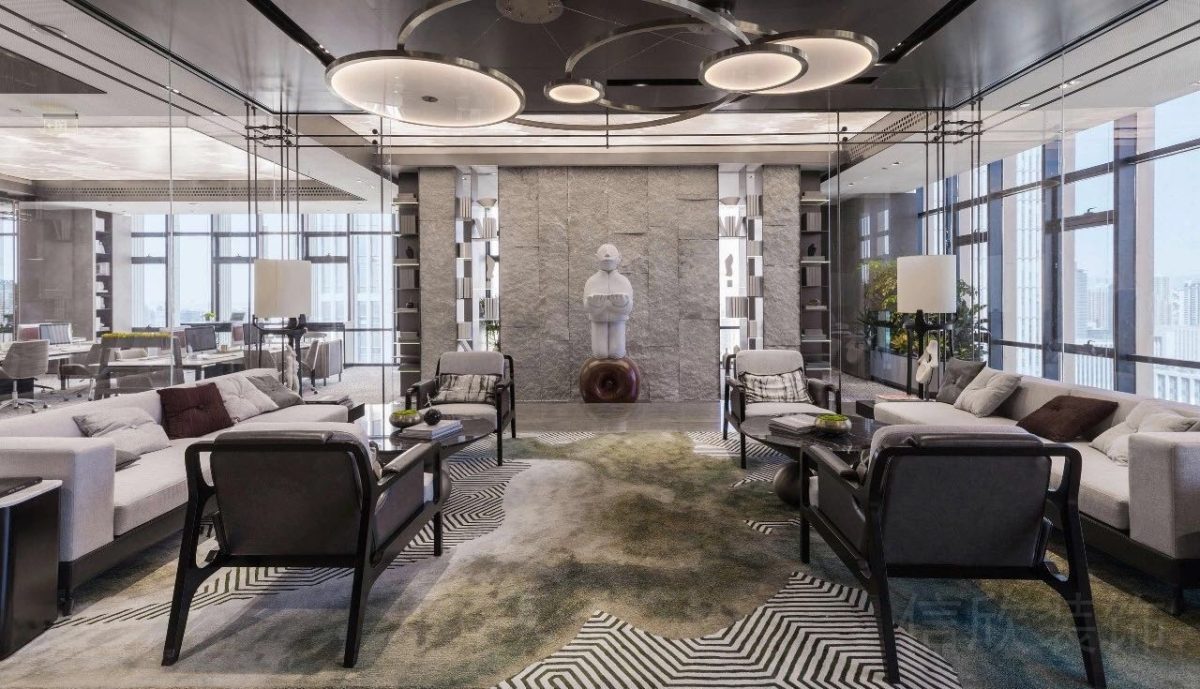 小型中式會議廳設(shè)計地毯效果效果辦公室沙發(fā)灰色設(shè)計圖