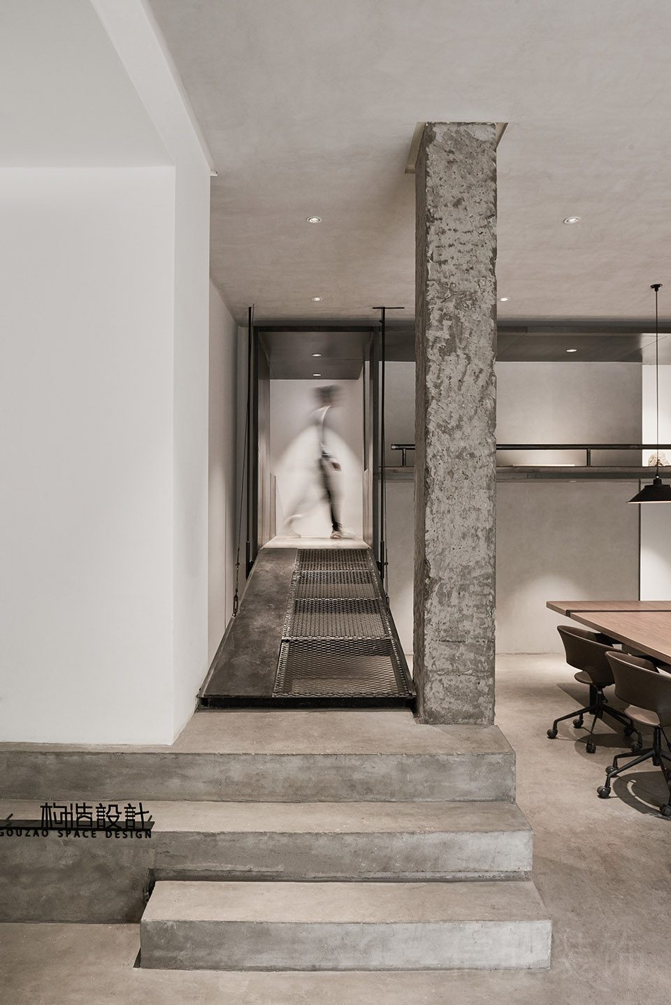 工業風辦公室裝修設計效果灰色調設計樓梯簡約過道裝修