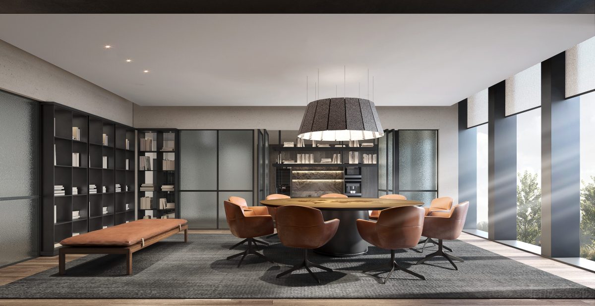 會(huì)議室圓形會(huì)議桌裝修設(shè)計(jì)